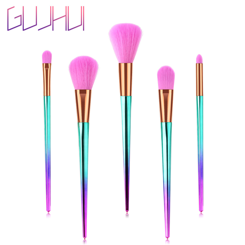 5-teiliges Make-up-Pinselset, Make-up-Tools, Augenset, Lidschattenpinsel, rosa und blauer Farbverlauf, Yuncai GUJHUI_voghion.com