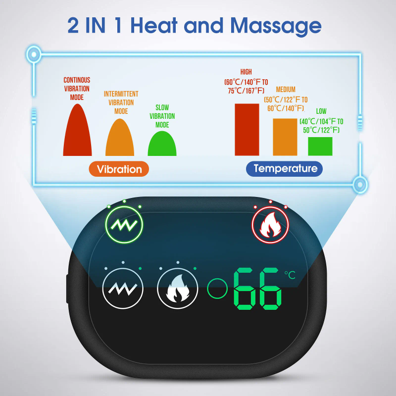 Masseur de dos chauffage électrique masseur d'épaule orthèse articulation arthrite soulagement de la douleur Vibration LED contrôleur réglable_voghion.com