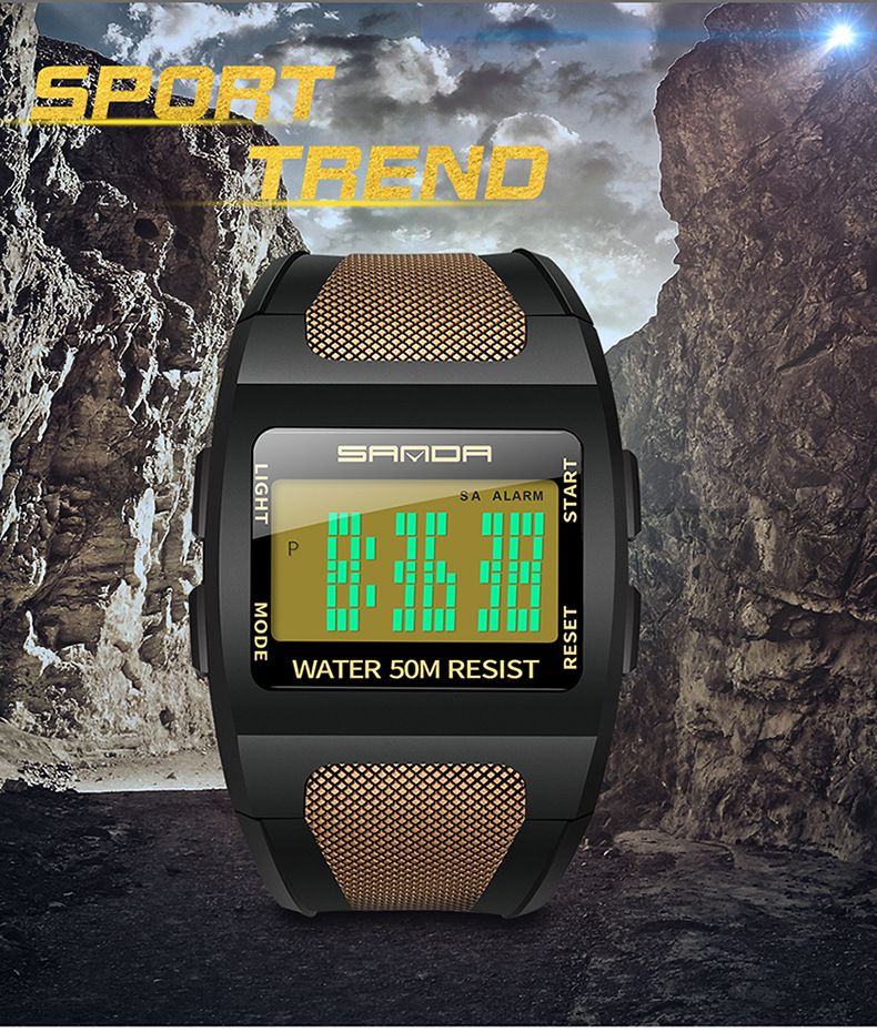 Men's Digital Sports Watch With LED Backlight, 50M Water Resistant, Shockproof, Multi-Function Outdoor Wristwatch For Hiking, Running, And Daily Wear_voghion.com