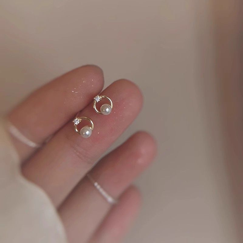 High-Value Small Circle Pearl For Women, Light Luxury Niche High-End Feel, Mini Petite Exquisite Simple Earrings_voghion.com