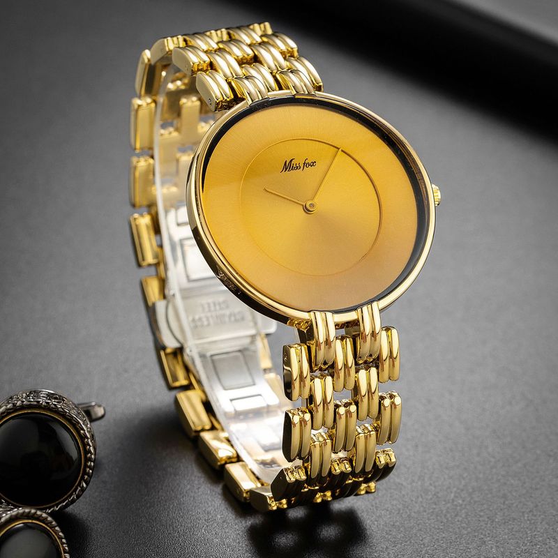 Watch Simple Retro Gold Bracelet High End Disc Middle Aged Men's Watch Couple_voghion.com