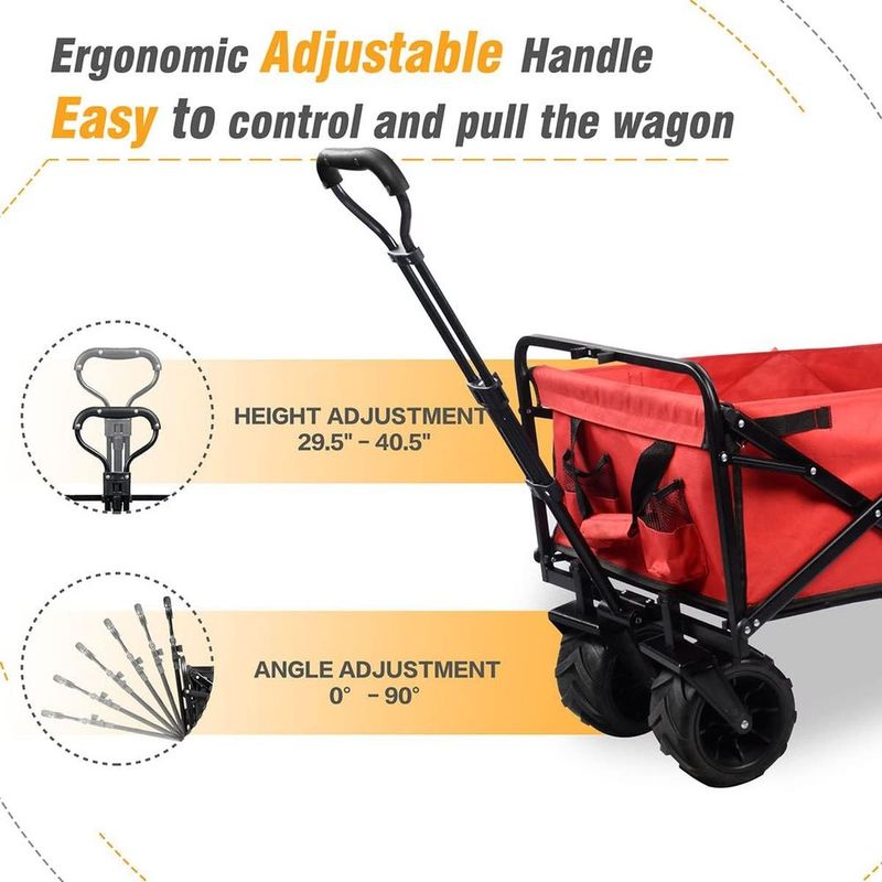 Collapsible Heavy Duty Beach Wagon Cart Outdoor Folding Utility Camping Garden Beach Cart With Universal Wheels Adjustable Handle Shopping_voghion.com