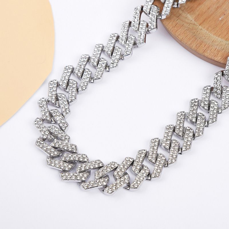 Collana con catena cubana con diamanti Hip Hop, personalizzata, per danza di strada, moto, accessori alla moda per uomo, gioielli da 20 mm di larghezza_voghion.com