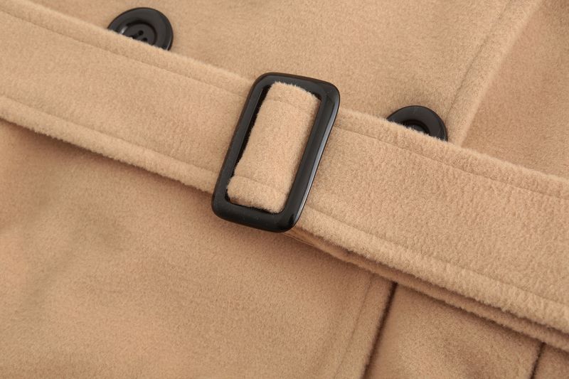 Elegant Women's Wool Blend Trench Coat With Belt & Peplum Hem - Slim Fit Long Coat For Autumn/Winter_voghion.com