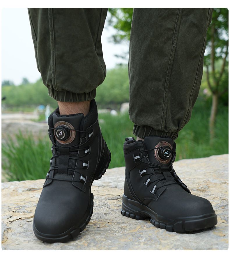 Stivali da lavoro impermeabili da uomo con punta in acciaio indistruttibile, anti-schiacciamento, scarpe antinfortunistiche resistenti al taglio, da motociclista, Botas Para Hombre_voghion.com