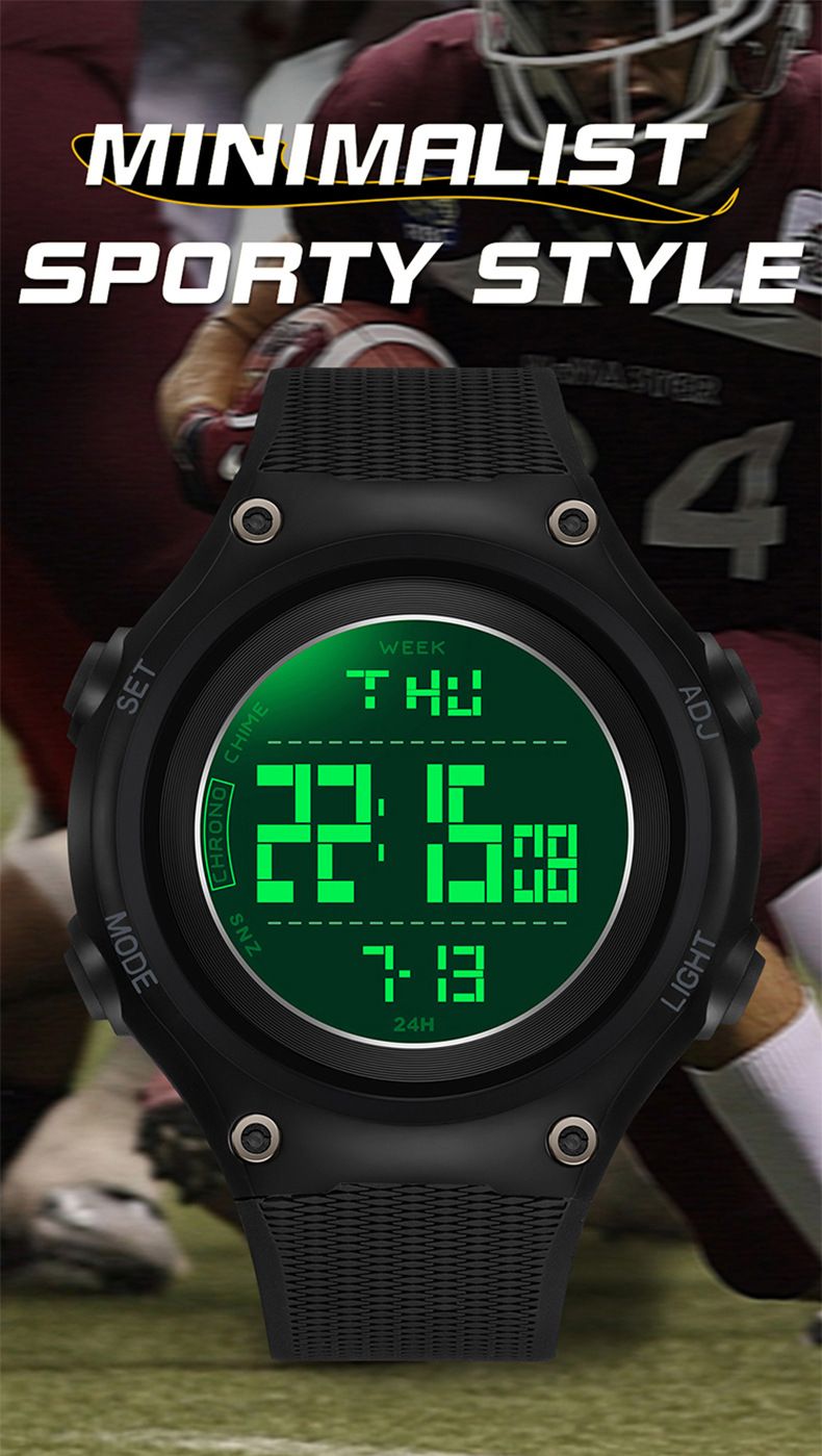 Digital Sports Watch – Large Screen LED Backlight, 50M Waterproof, Alarm, Countdown & Date Display – Lightweight TPU Strap For Men & Women_voghion.com