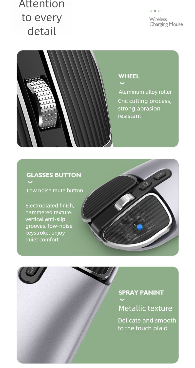 Kabellose Bluetooth-Dual-Mode-Maus für Büro und Business, mechanische, geräuscharme Metallmaus – das perfekte Geschenk!_voghion.com