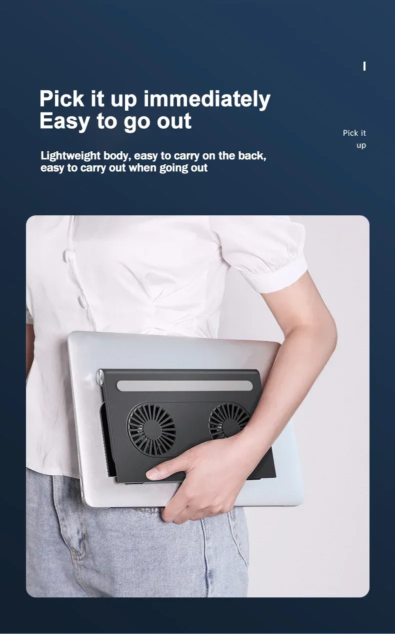 D33 Gaming Laptop Air-cooled Cooling Pad Stand Dual Fans Support For 16 Inch Tablet Notebook Universal Portable Lifting_voghion.com