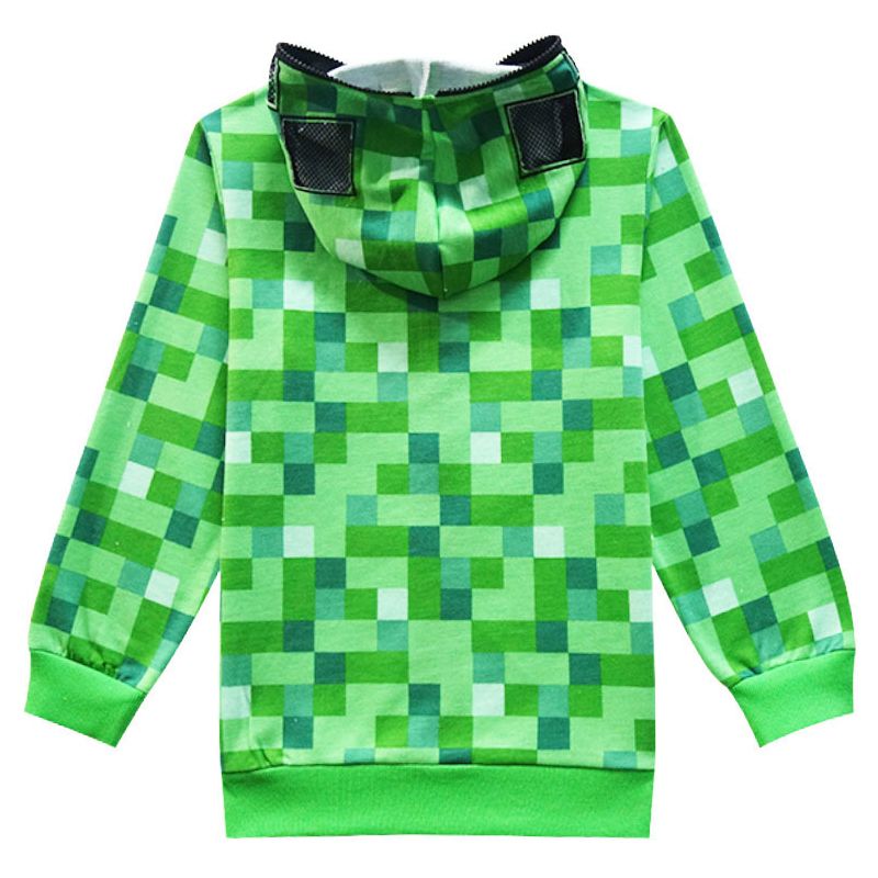 Recién llegados, juegos de cosplay de Minecraft, armadura para niños, disfraz de Creeper para niño, divertido conjunto de sudadera con mosaico verde, chaqueta, disfraz, regalo para fanáticos_voghion.com