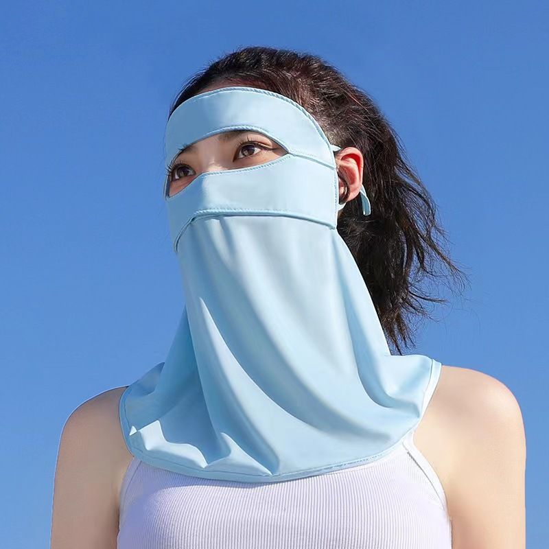 Facekini Sun per donna, protezione solare integrale in seta di ghiaccio, protezione UV, traspirante, per ciclismo_voghion.com