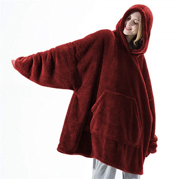 Loose Double Sided Fleece Blanket Couple Style Parent Child Wear Home Clothes_voghion.com