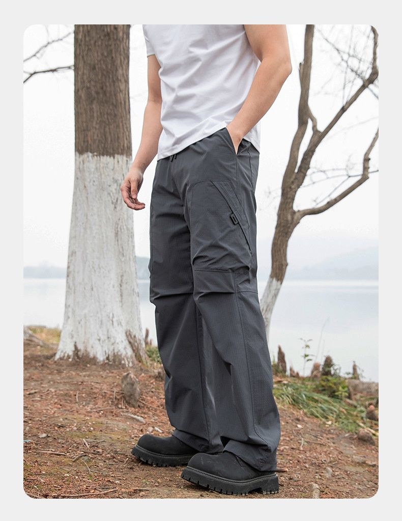 001 Hiking Solid Color Men's Spring Outdoor Thickened Fashion Versatile Casual Windproof And Water-Resistant Pants_voghion.com