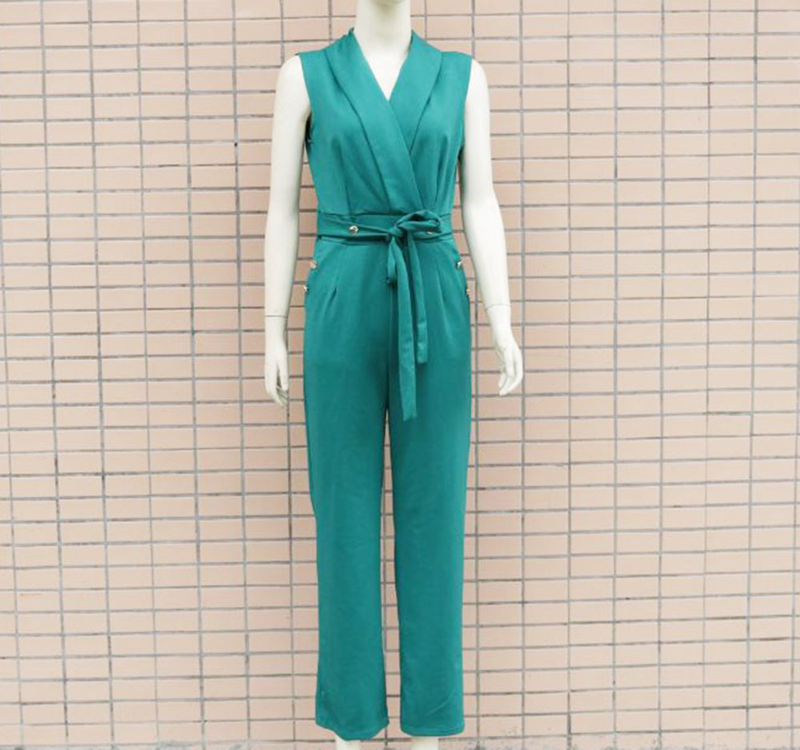 Naisten vaatteet Kevät ja kesä Naisten vaatteet Twist Button V kaula Hihaton Slim Fit haalari ammattikäyttöön_voghion.com