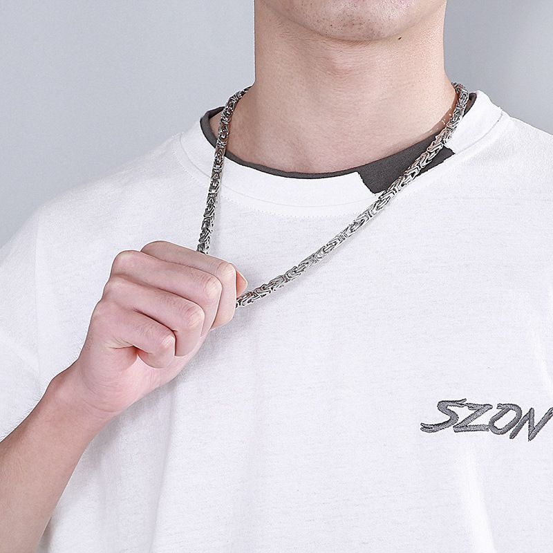Collier en acier titane tissé en forme de V pour homme, style rock hip-hop, chaîne empereur, personnalité de la mode, dominateur de la rue_voghion.com