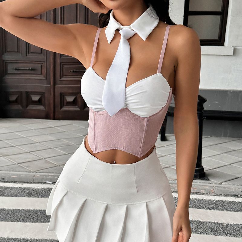Corsetto sexy bustier con lacci per donna - Elasticizzato con lacci a spina di pesce, abbigliamento da discoteca, serate e cosplay_voghion.com