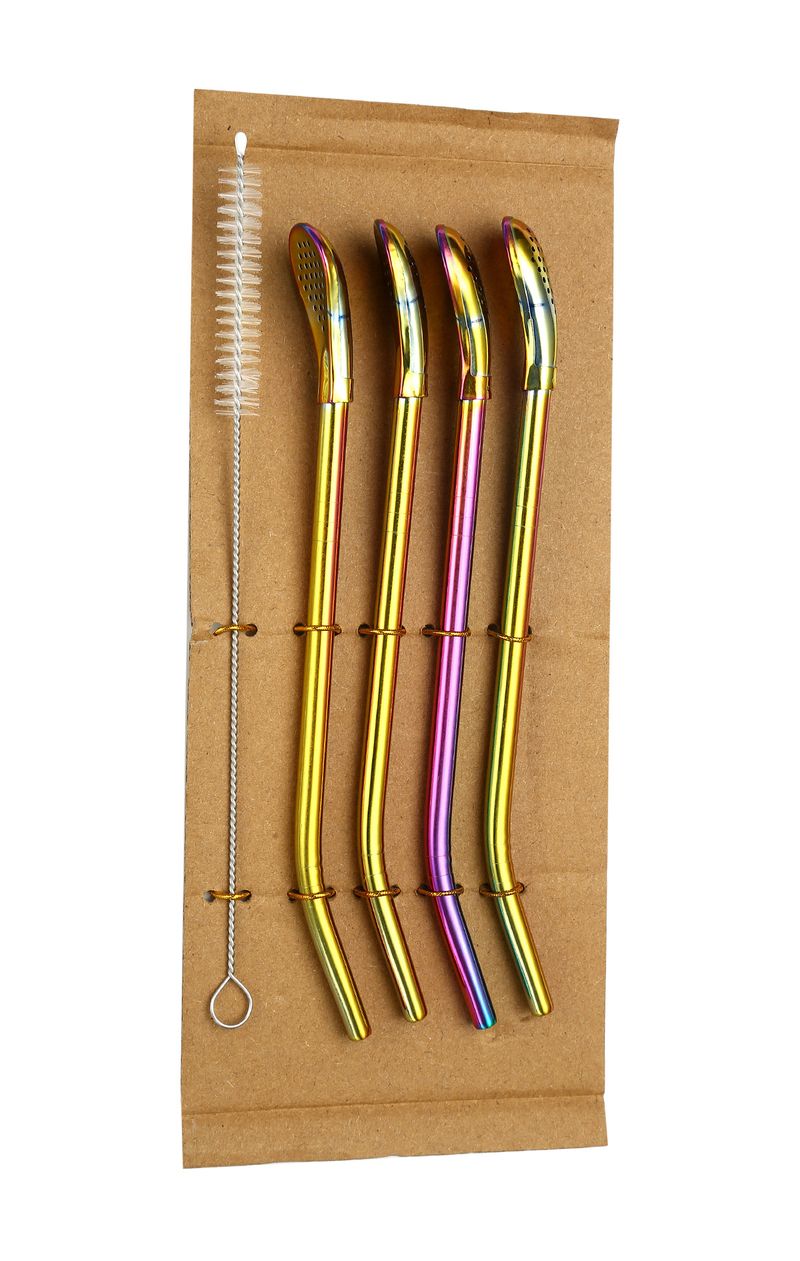 Set di stoviglie in acciaio inossidabile 304, cucchiaio di cannuccia, cucchiaio per tè al latte, cucchiaio per tè Mate, cucchiaio per mescolare staccabile_voghion.com