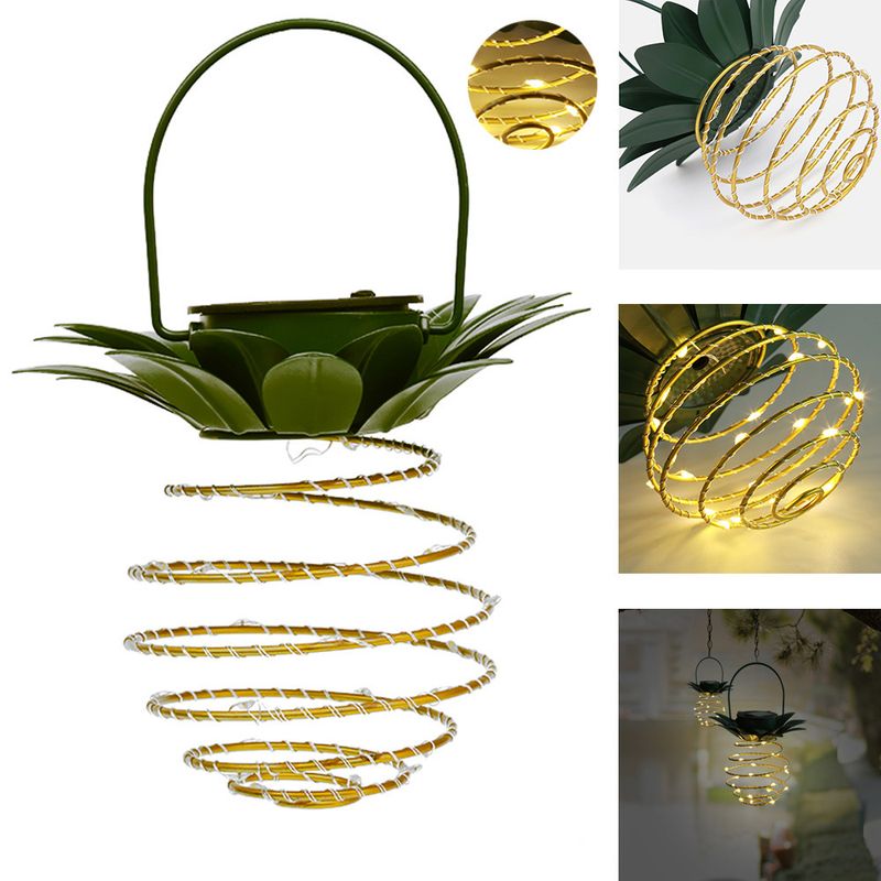 Solar Eisen Kunst Ananas Outdoor Hof Dekoration Landschaft Lampe LED Kupfer Draht String Licht_voghion.com