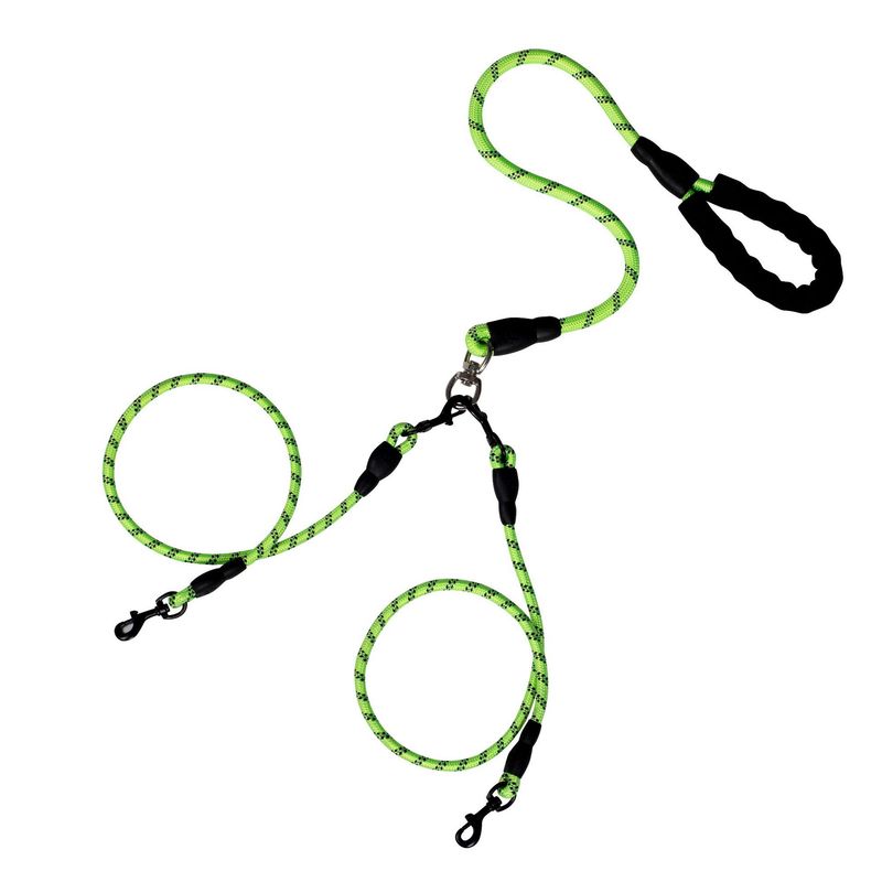 Pet Supplies Reflective Nylon One-to-Two Three Leash Anti-Tangle Multi-Head Detachable Dog Rope_voghion.com