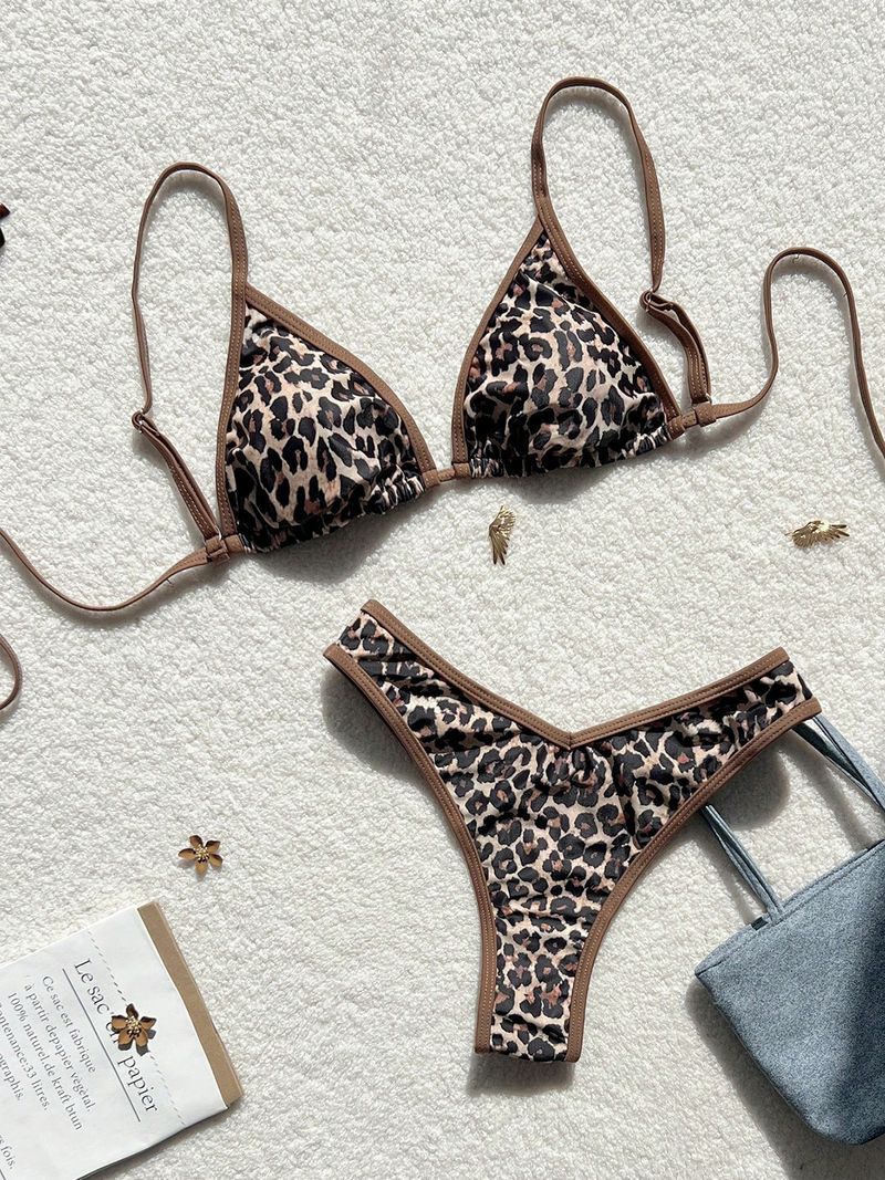 Costume de baie pentru femei, model nou, albastru și alb, cu imprimeu de porțelan, șireturi, bikini sexy, divizat_voghion.com