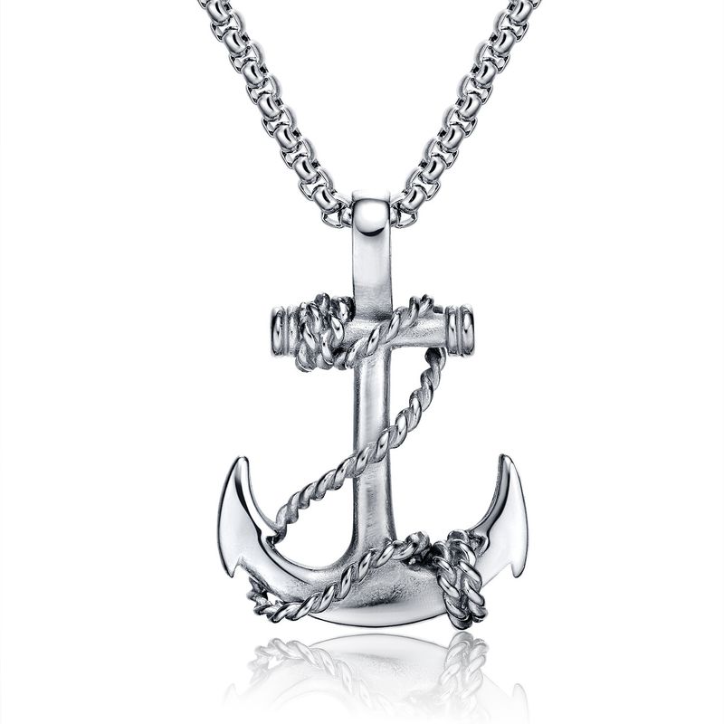Collana con ciondolo ad ancora in acciaio al titanio Hip Hop, 55 cm, per uomo, collana con ciondolo ad ancora per uomo, gioielli personalizzati da strada, regali per uomo_voghion.com