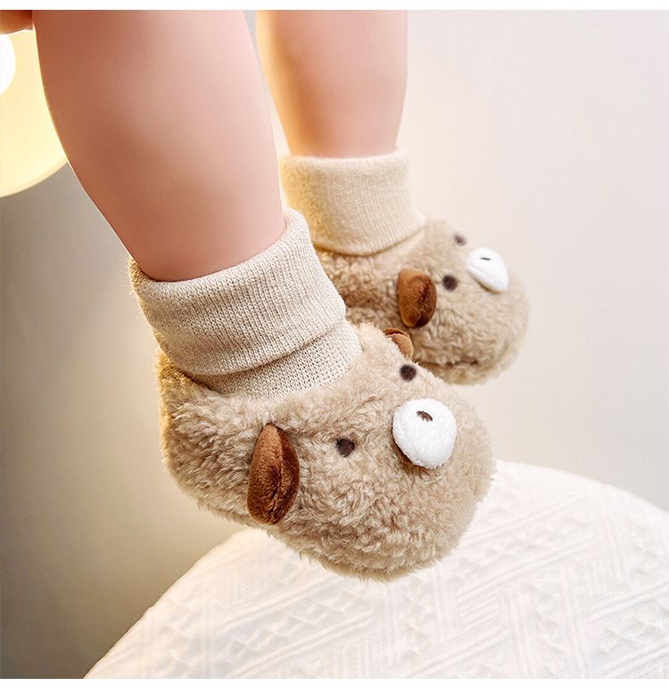 Chaussures d'hiver chaudes en velours pour nouveau-né, en coton, pour bébé garçon et fille, 0-3-6-9 mois, avec chaussettes intégrées._voghion.com