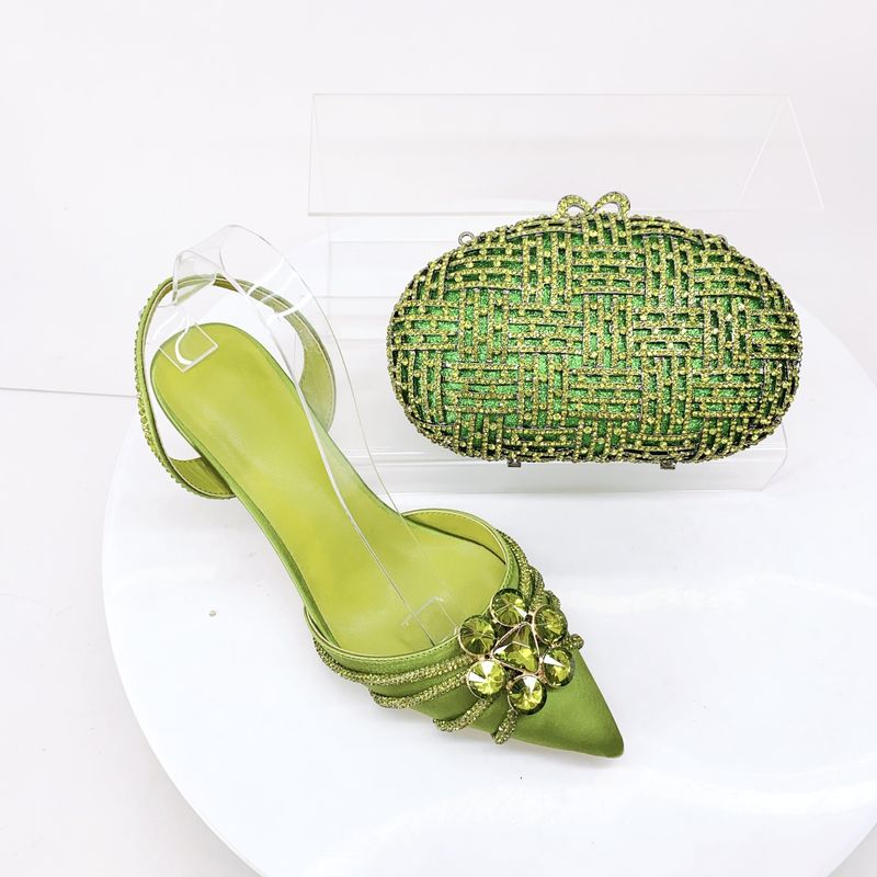 Pointed High Heels Women's Shoes With Stiletto Heels And Rhinestones, Wedding Party Sandals And Bag_voghion.com