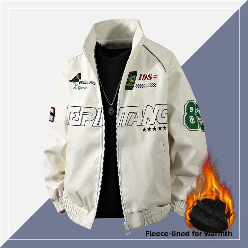 Fleece-Lederjacke Herren-Lederjacke Herren-PU-Jacke Motorradjacke Lederjacke Herren_voghion.com