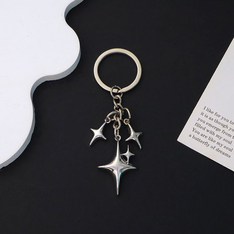 Moon Keychain Lucky Four Stars Tassel Keychain Women's Simple Bag Pendant_voghion.com