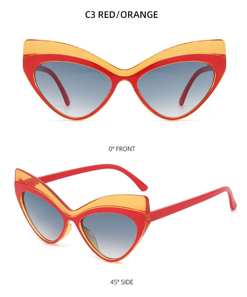 New Cat's Eye Color Matching Sunglasses Party Performance Trendy Full Frame Sunglasses_voghion.com