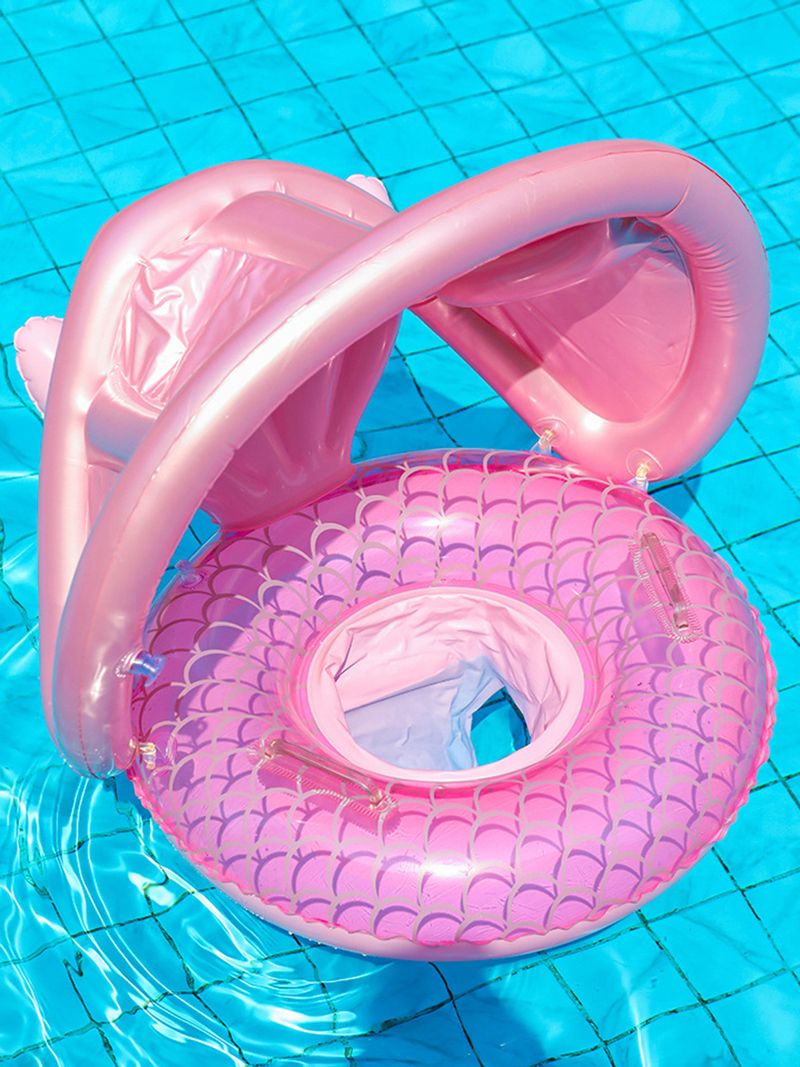Scaun de înot pentru bebeluși, îngroșat, pentru copii de 1-4 ani, cu inel plutitor pentru copii cu design de sirenă și parasolar_voghion.com