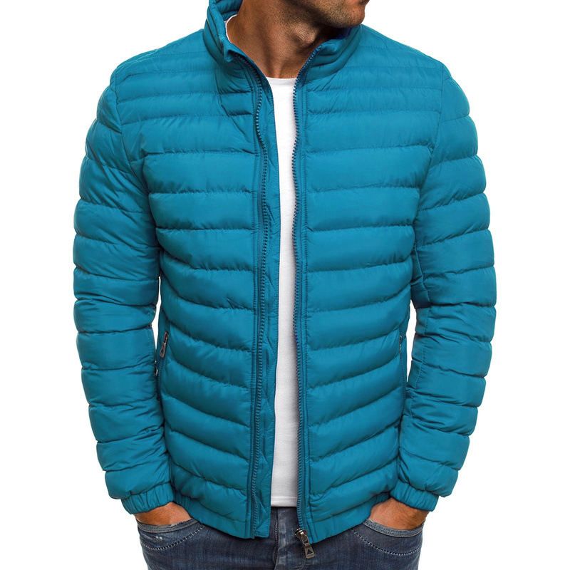 Herbst und Winter Neue europäische Größe Außenhandel Herren Einfarbige Baumwollgefütterte Jacke Einfache Atmosphäre Herrenmode Baumwollgefütterte Jacke_voghion.com