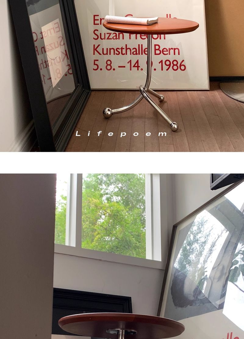 Piccolo appartamento, sedie da pranzo rotonde medievali in stile nordico, balcone, tavolo con bordo in legno di ciliegio, negozio in acciaio inossidabile, piccolo_voghion.com