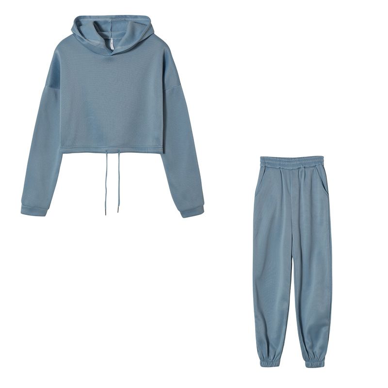 Women's Long-Sleeve Sporty Casual Set – Trendy Two-Piece Outfit, Polyester Comfort (Blue/Black/Pink, S-XXL)_voghion.com