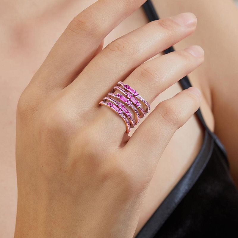 Damenschmuck, einzigartiges geometrisches stapelbares Zirkonring-Set, hypoallergen und anlaufgeschützt, verblasst nicht, kleine Chargen gewickelter Zirkonringe_voghion.com