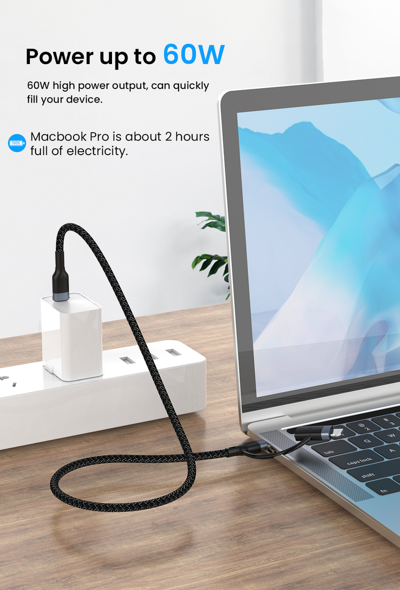 60W/20W 2in1 PD USB Type C Cable for iPhone 13 12 11 Pro XS XR Fast Charging Charger for Book Type C USB C Dat _voghion.com