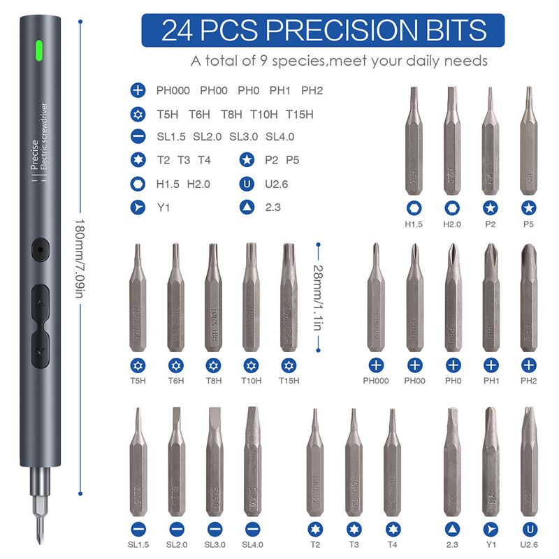 28 i 1 elektrisk skruetrækkersæt Precision elværktøjssæt Genopladeligt trådløst trådløst magnetisk mini lille bit til Xiaomi Pen_voghion.com