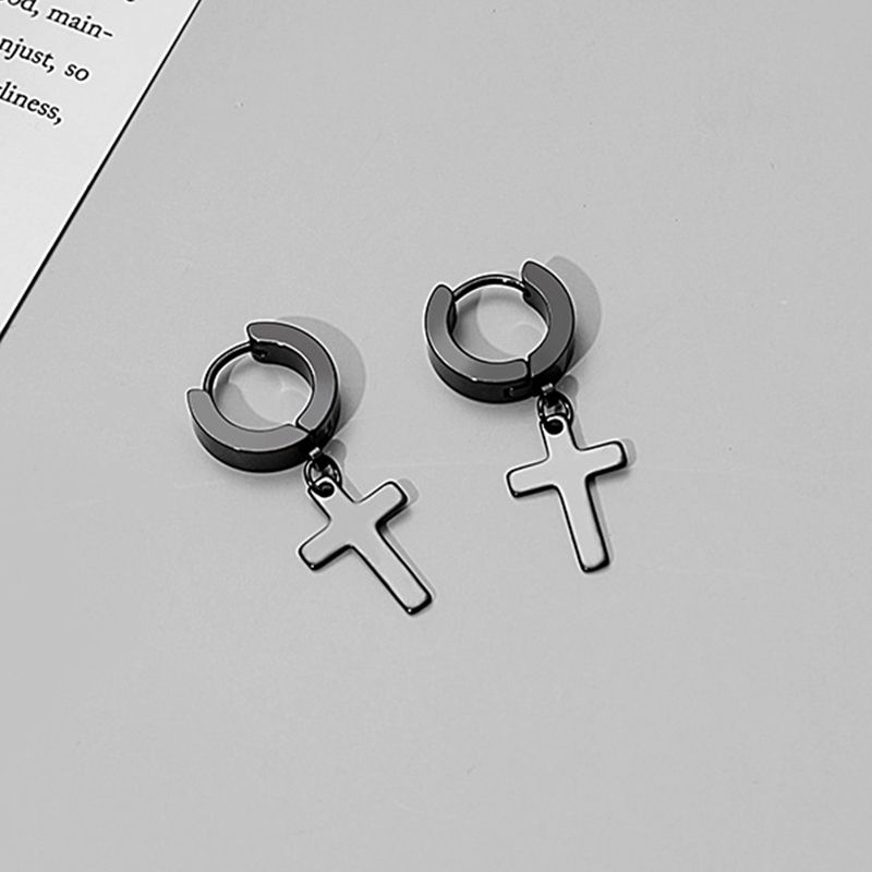 4 paia di orecchini alla moda in acciaio inossidabile a forma di garofano, pendenti in stile punk a croce adatti sia per uomo che per donna_voghion.com