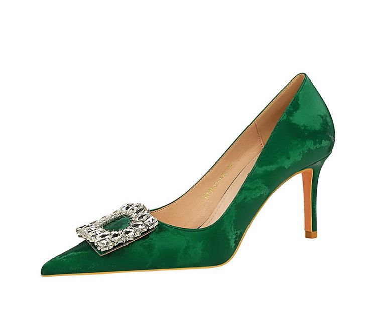 18249-A5 Style Banquet Slim Fit Women' With Thin High Heel, Shallow Mouth, Pointed Metal Rhinetone Button Single_voghion.com