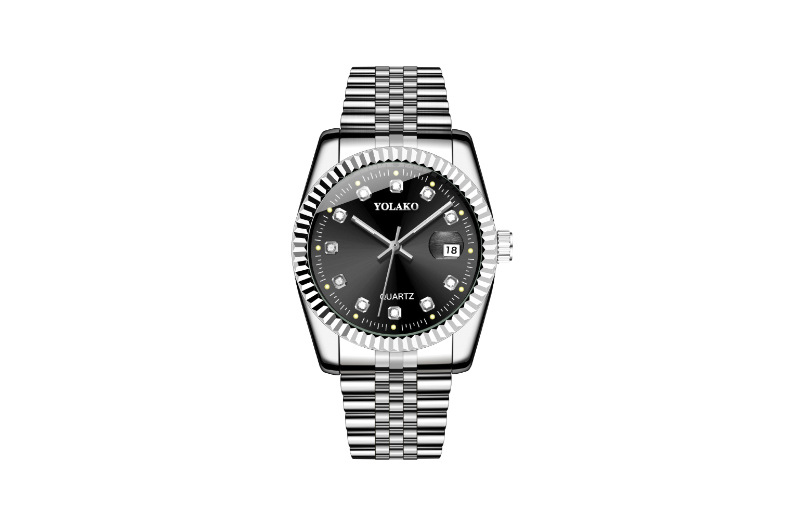 Orologio da uomo non meccanico con cinturino in acciaio dorato classico tempestato di diamanti_voghion.com