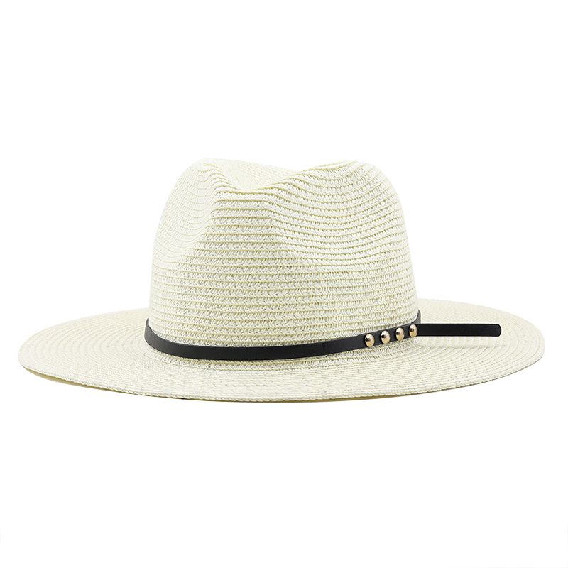 Hot Sale Summer new adjustable straw for men and women Fedora sun beach khaki jazz hat_voghion.com