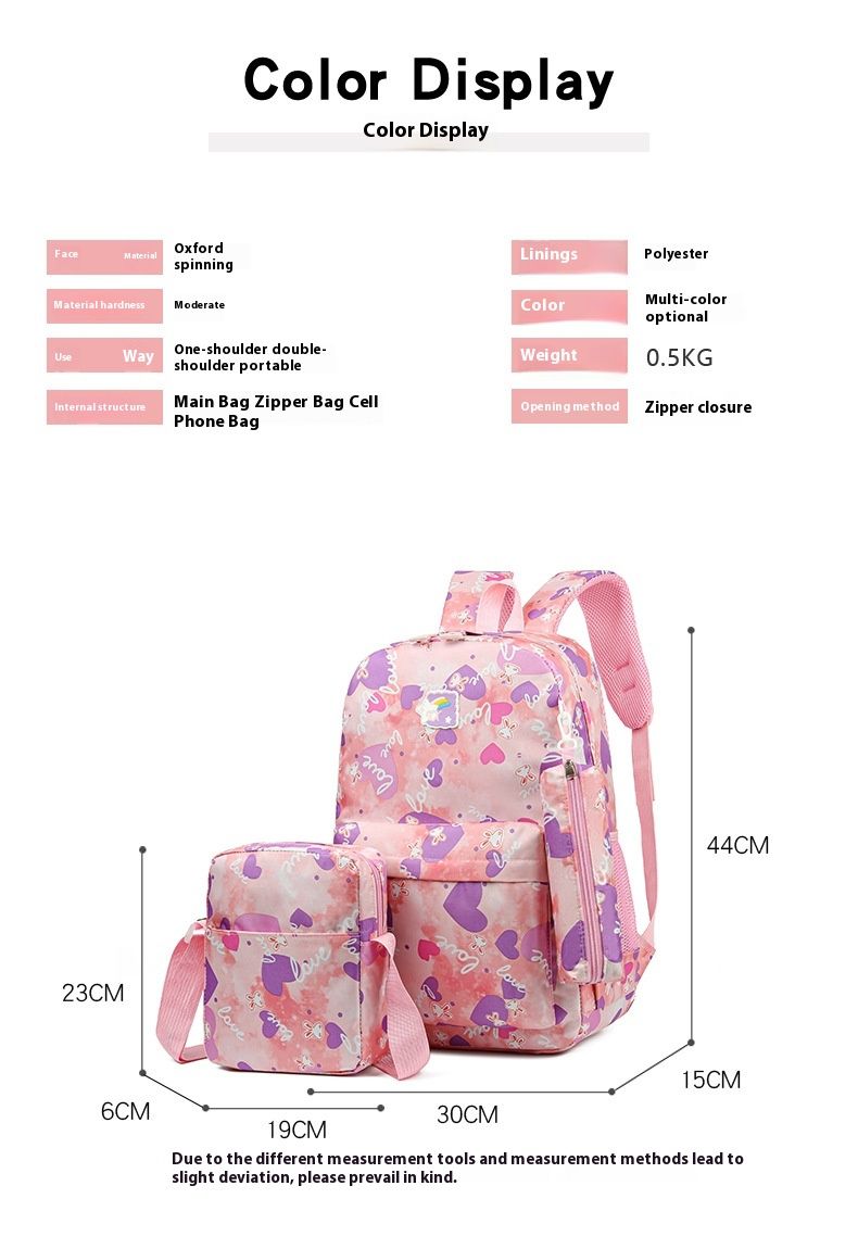 New Three Piece Backpack Sweet And Cute Casual Travel Backpack With Large Capacity For Primary And Secondary School Students_voghion.com