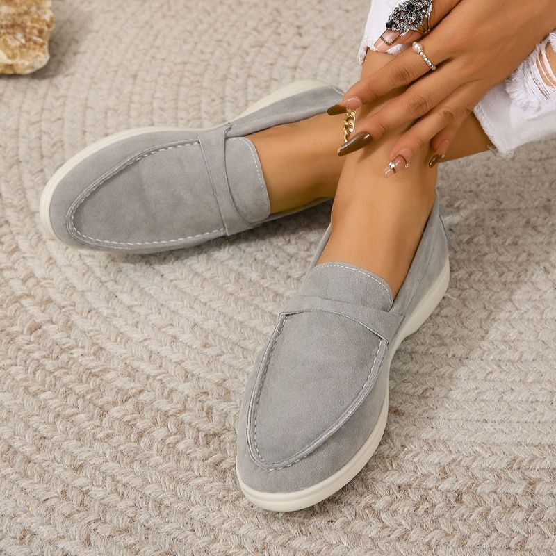 Slip-On-Loafer für Damen, mattierte, flache Retro-Einzelschuhe, große Freizeitschuhe_voghion.com