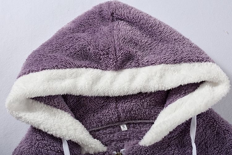 Damenbekleidung Neue Herbst- und Winterjacke mit lockerem Plüsch und mehrfarbiger Kapuze_voghion.com