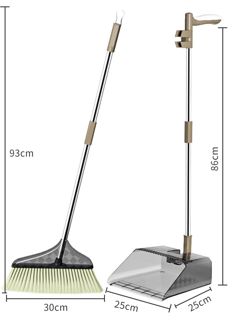 Transparent Combination Set For Household Use, High-end Soft Bristled Broom, Dustpan, Bathroom, Non Stick Hair, Garbage_voghion.com