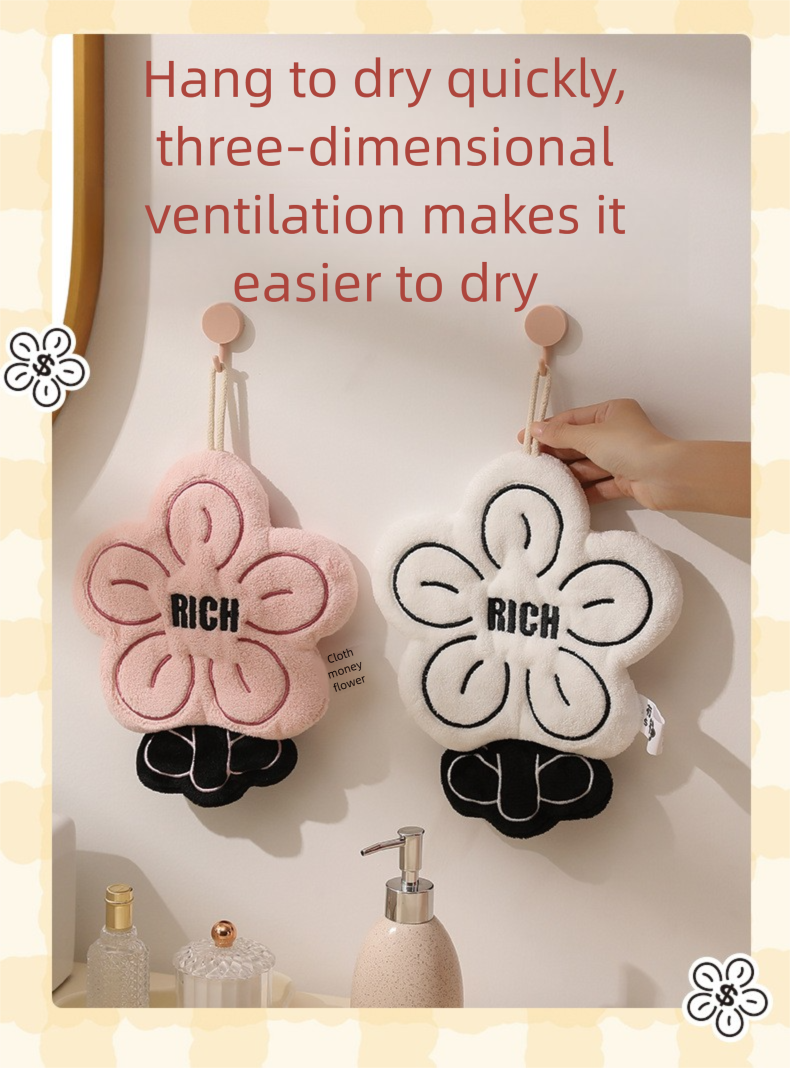 Rich Coral Fleece Thickened Hand Kitchen Hanging Dual-use Absorbent Quick-dry Square Towel Lint-free_voghion.com