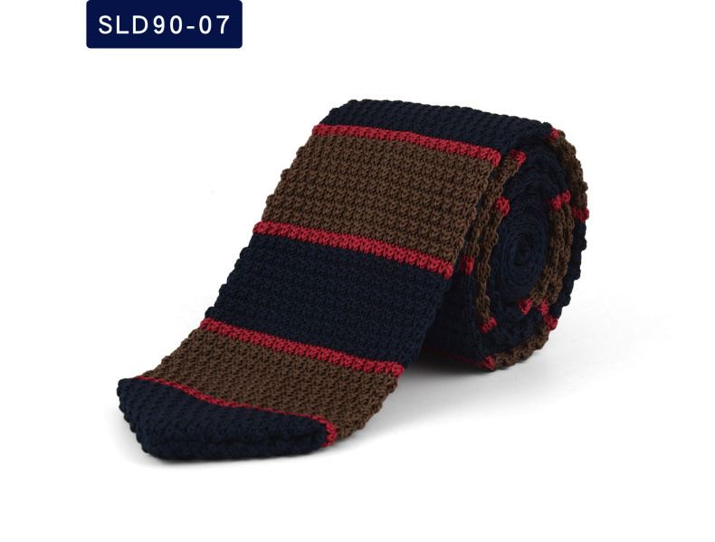 Cravatta a righe tinta unita in lana lavorata a maglia per uomo 2023, stile britannico, a forma di freccia appuntita, versione coreana, da 7 cm_voghion.com