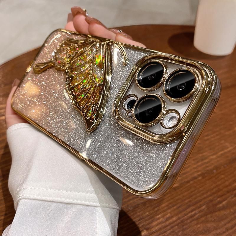 Quicksand butterfly is suitable for mobile phone case iphone14pro transparent and advanced sense._voghion.com