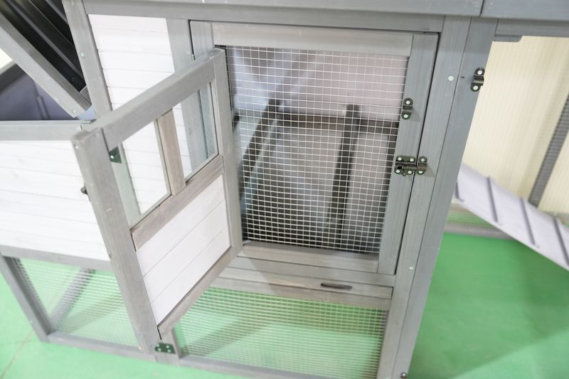79"Large Chicken Coop With Upgraded Perches, Wooden Outdoor Chicken Cage With Large Nesting Box, Weatherproof Open Asphalt Roof &Removable Bottom, Duck House, Rabbit Hutch_voghion.com
