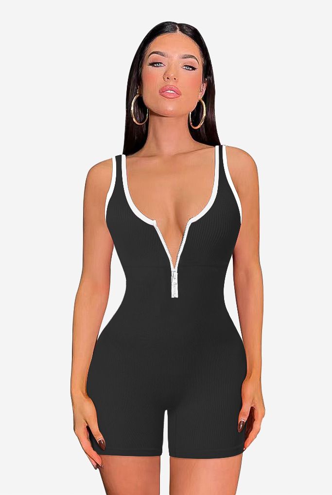 Combinaison de sport et de fitness une pièce sans couture pour femmes, combinaison de yoga ajustée à manches longues_voghion.com