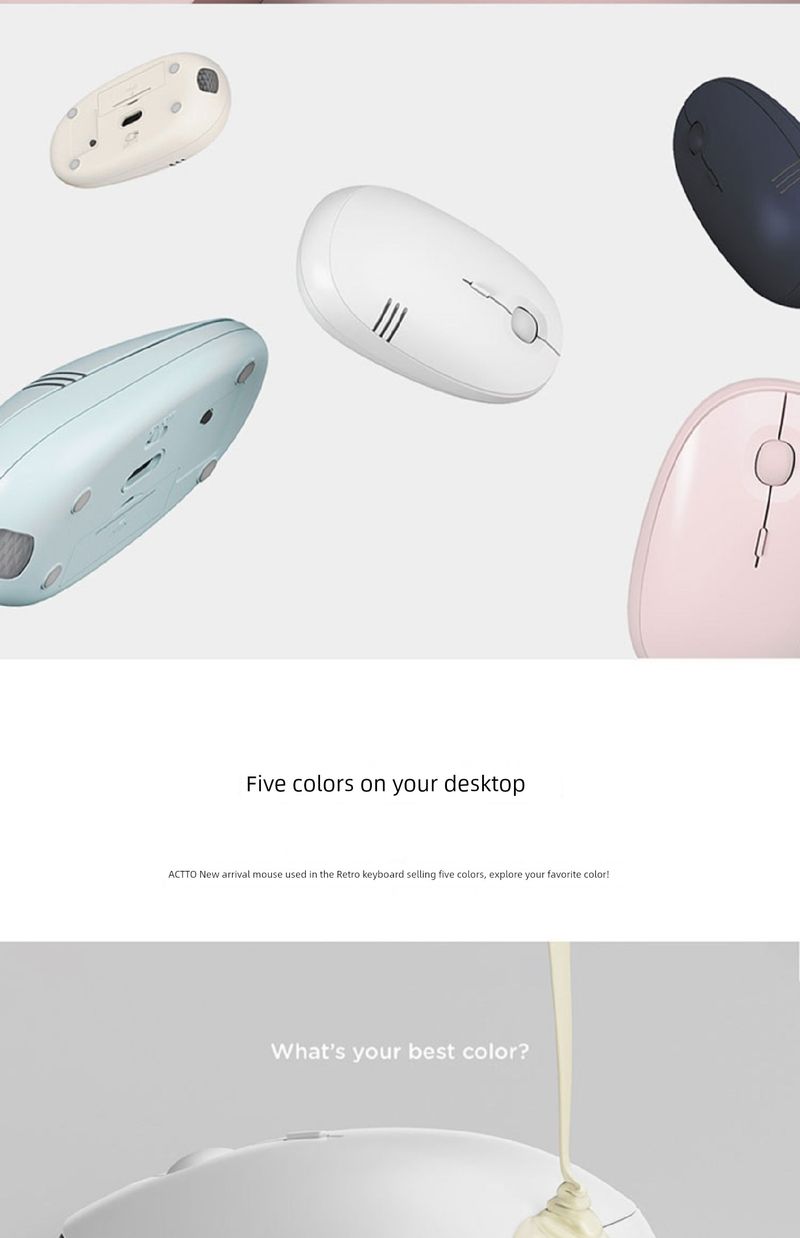 Actto Kabellose Bluetooth-Maus im Retro-Stil, modisch, für das Büro zu Hause, Computer, Handy, Notebook, iPad/_voghion.com